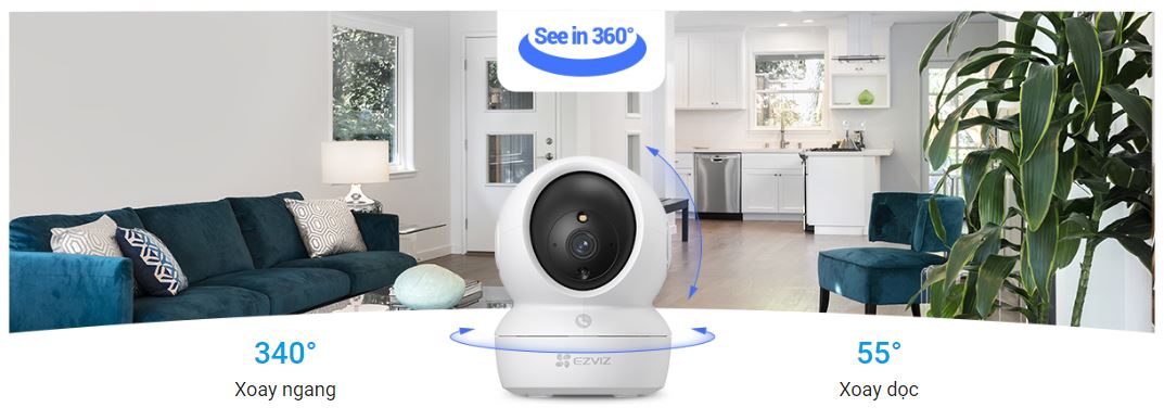 Camera Ezviz H6C Pro 2K 3MP wifi, nút call gọi điện cảm ứng, 360 độ