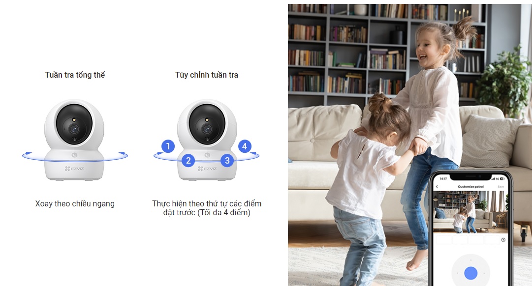 Camera Ezviz H6C Pro 2K 3MP wifi, nút call gọi điện cảm ứng, 360 độ