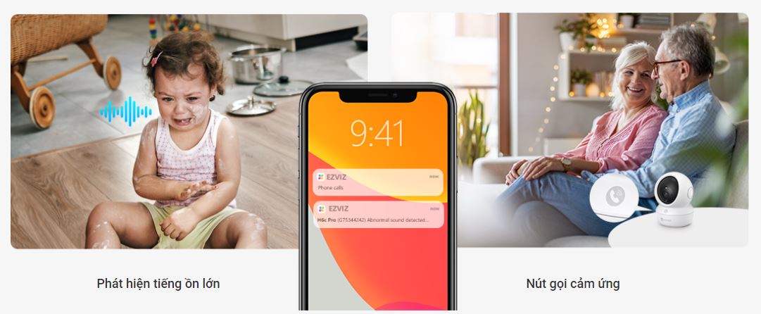 Camera Ezviz H6C Pro 2K 3MP wifi, nút call gọi điện cảm ứng, 360 độ