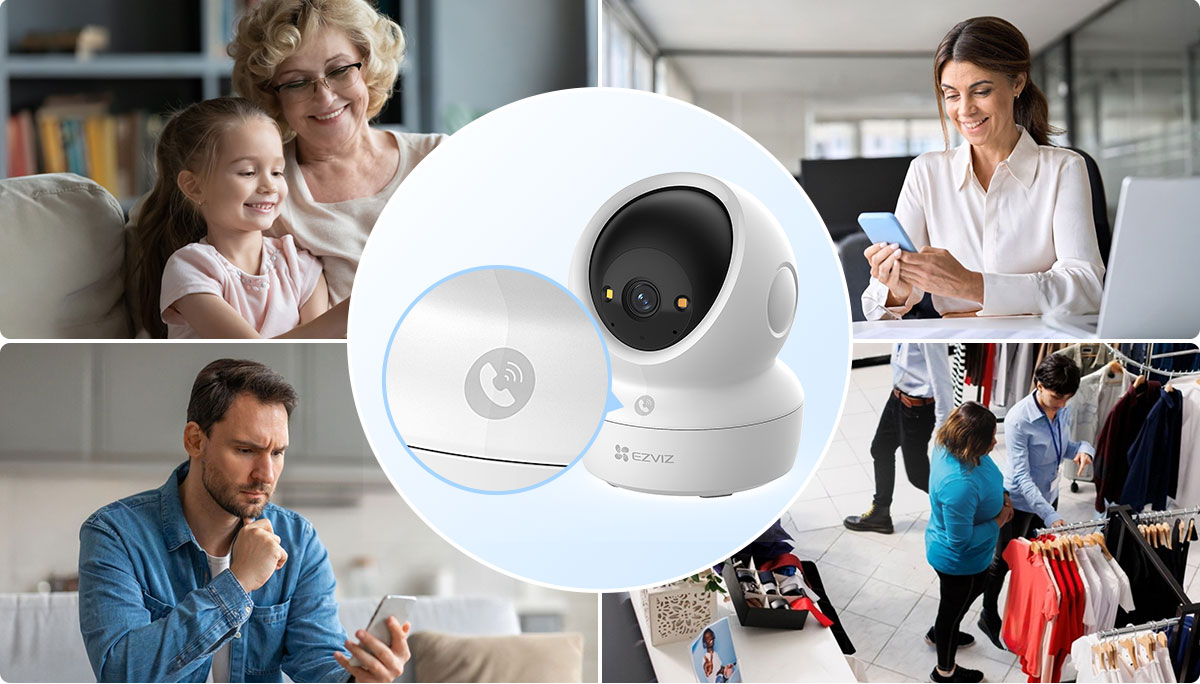 Camera Wifi trong nhà Ezviz H6C G1 4K 8MP Kết nối Wi-Fi 6 băng tần kép 2.4GHz/5GHz, Phát hiện chuyển động thông minh